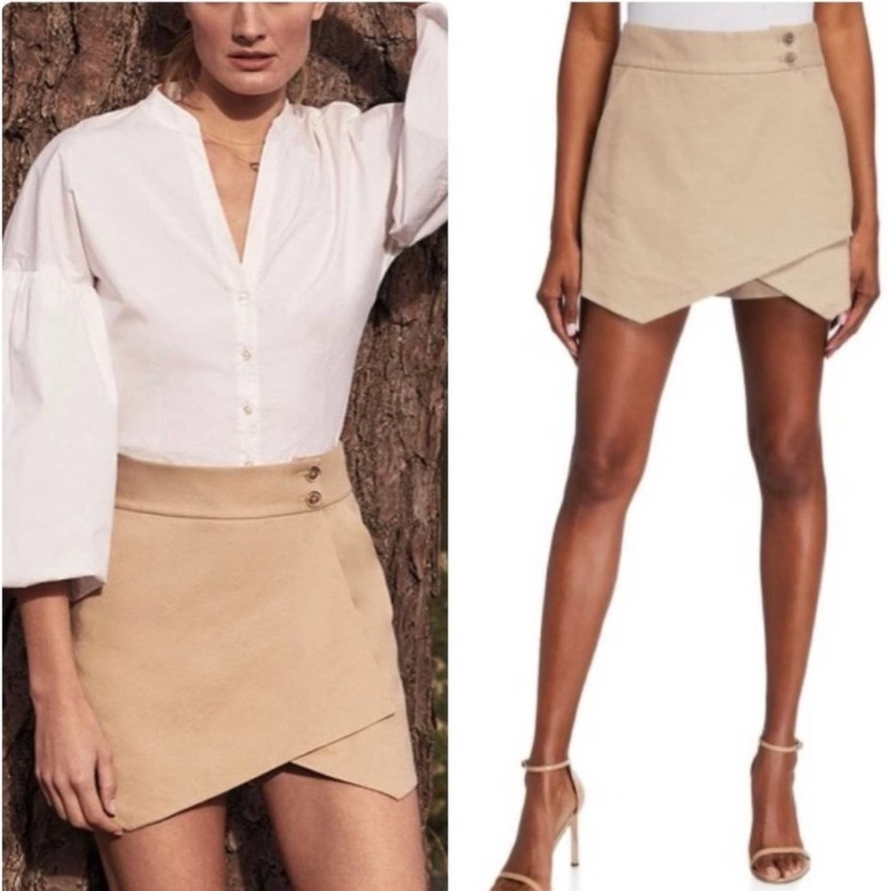 NWT Veronica Beard Thomas Skort Beige‎ Linen Blend Mini Skirt Shorts Size 4